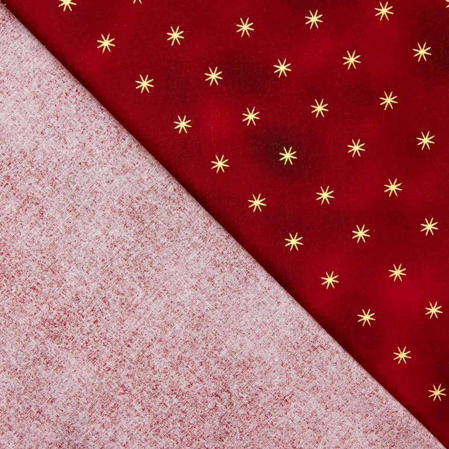 Christmas Poplin with Gold Stars in Red - Ribes y Casals