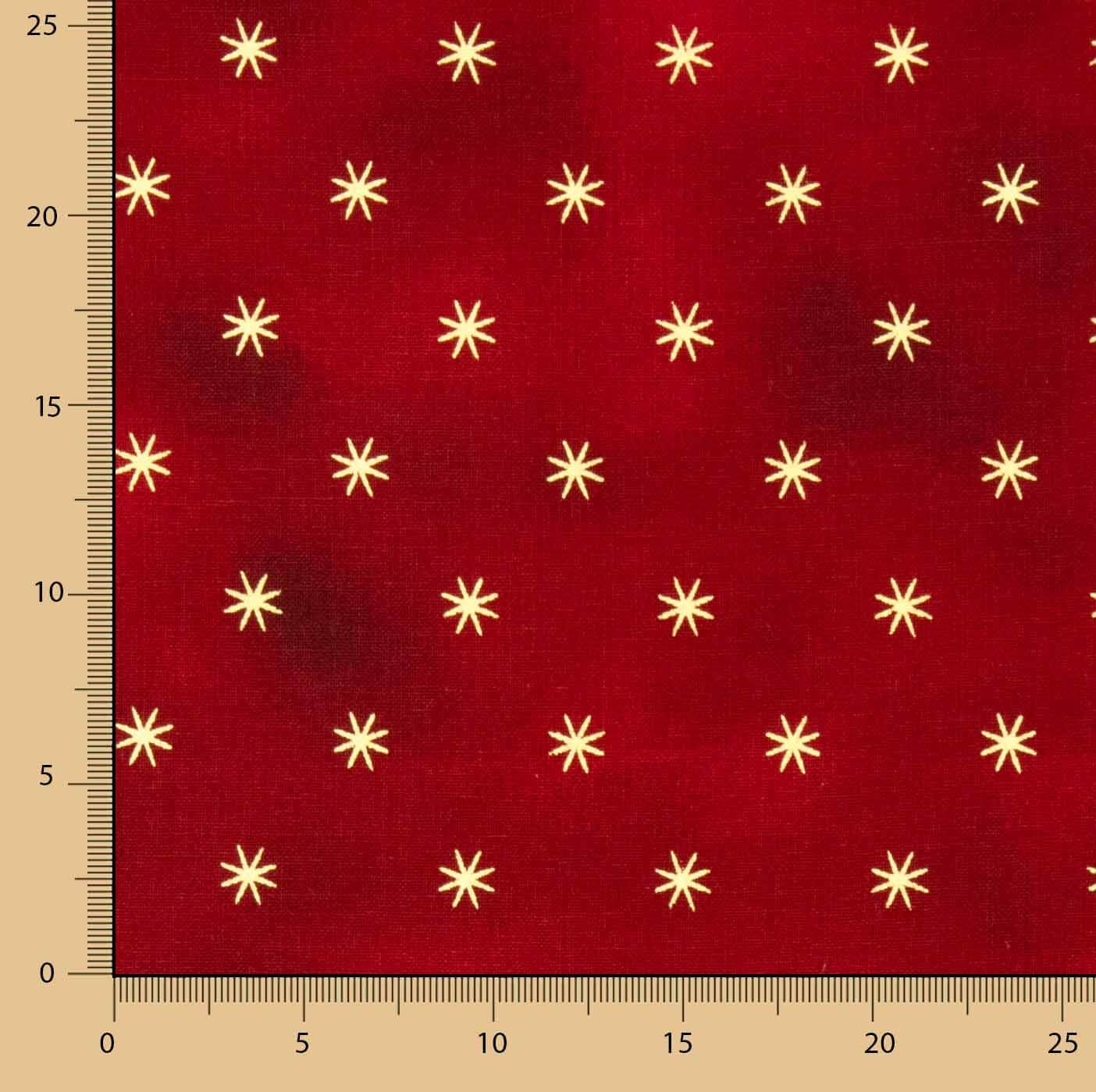 Christmas Poplin with Gold Stars in Red - Ribes y Casals