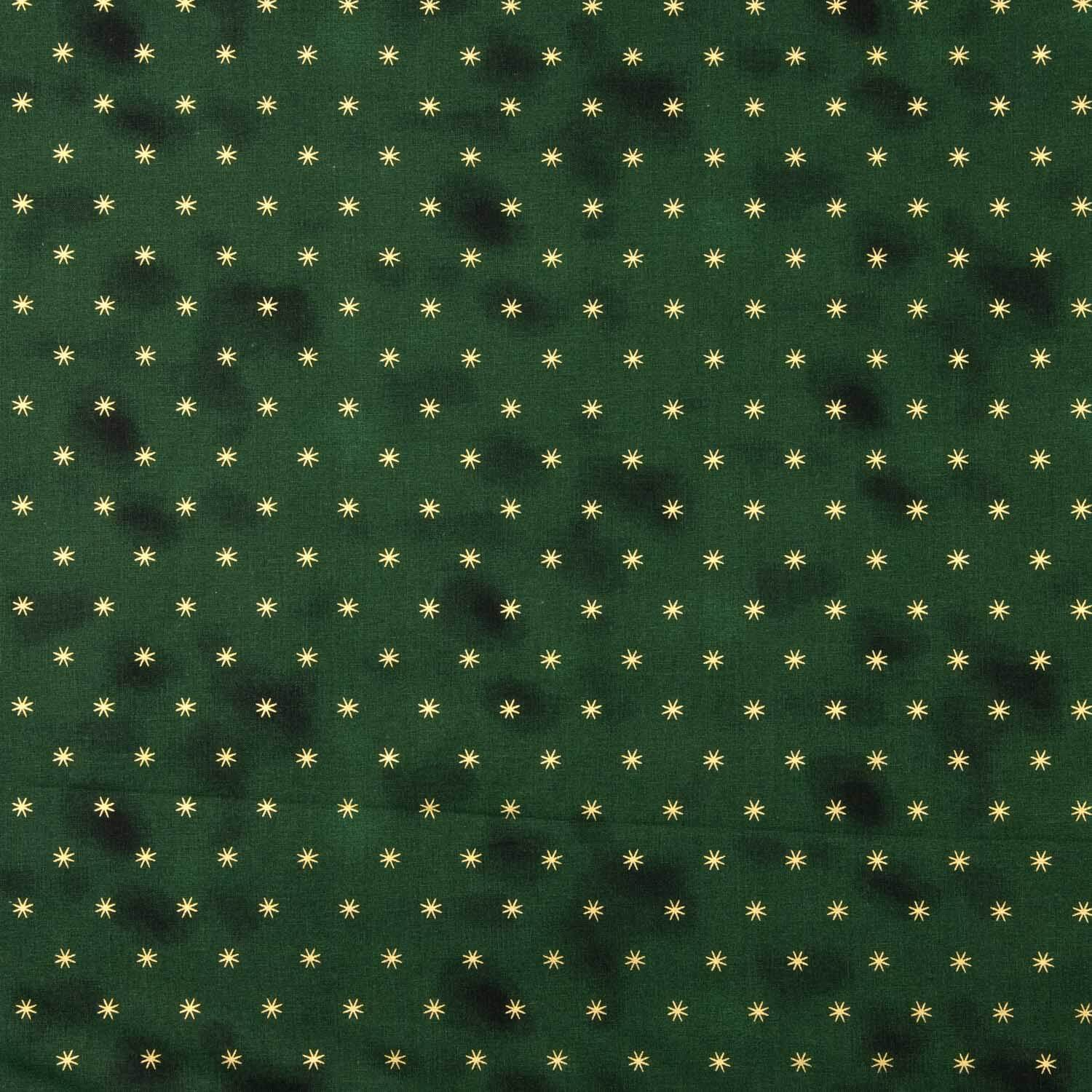 Christmas Poplin Gold Stars in Green - Ribes y Casals