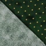 Christmas Poplin Gold Stars in Green - Ribes y Casals
