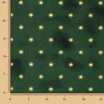 Christmas Poplin Gold Stars in Green - Ribes y Casals