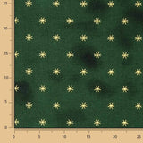 Christmas Poplin Gold Stars in Green - Ribes y Casals
