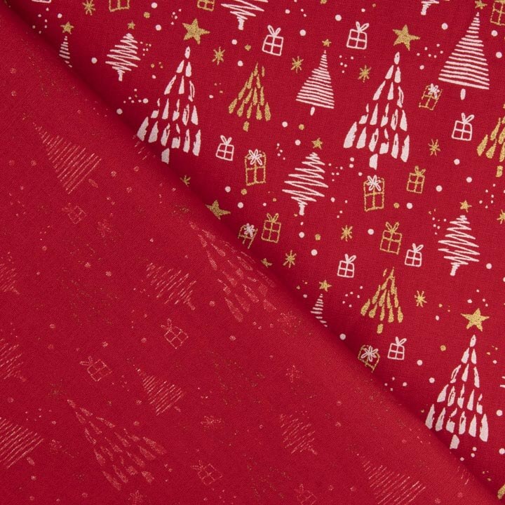 Red Christmas Print Poplin - Ribes y Casals