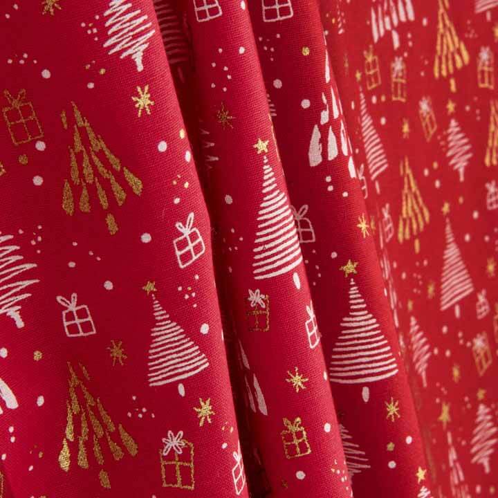 Red Christmas Print Poplin - Ribes y Casals
