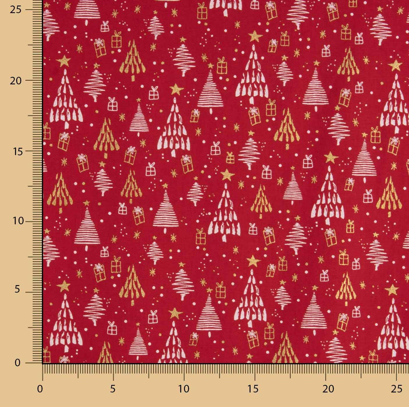 Red Christmas Print Poplin - Ribes y Casals
