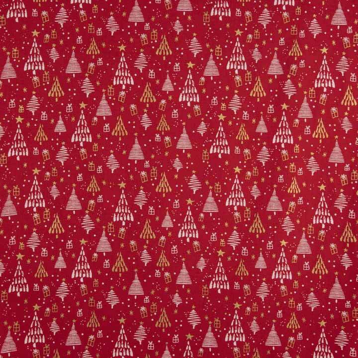 Red Christmas Print Poplin - Ribes y Casals