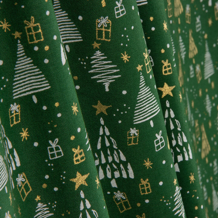 Green Christmas Forest Printed Poplin - Ribes y Casals