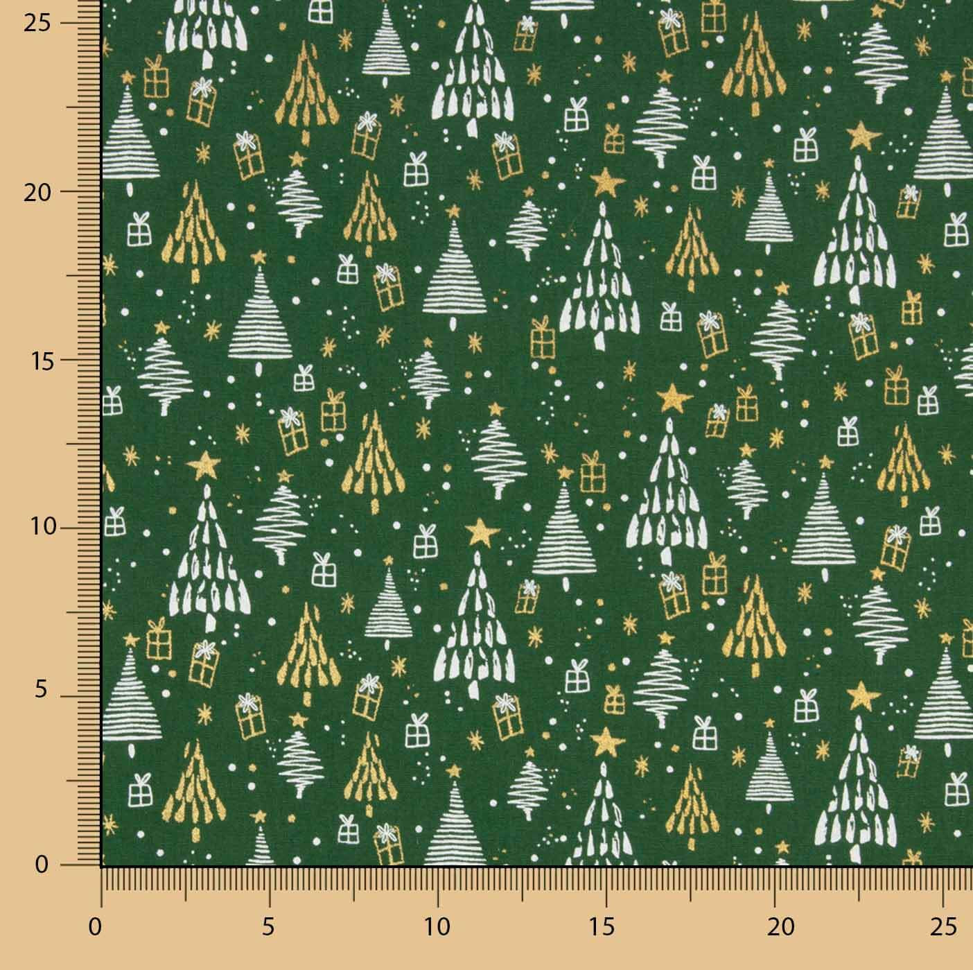 Green Christmas Forest Printed Poplin - Ribes y Casals
