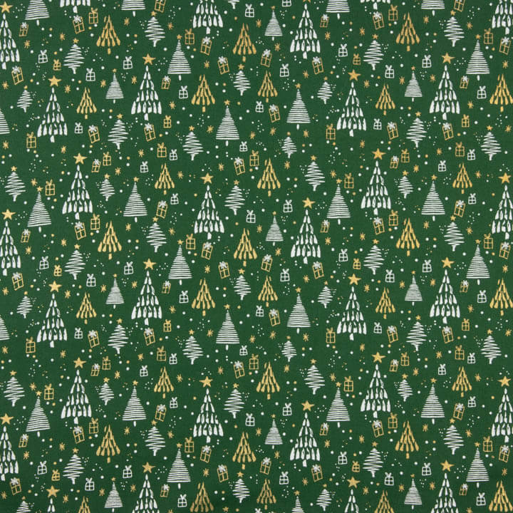 Green Christmas Forest Printed Poplin - Ribes y Casals