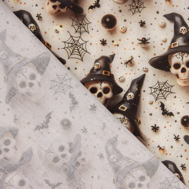 Halloween skull printed poplin - Ribes y Casals
