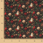 Christmas-themed printed poplin featuring Father Christmas and cardinals - Ribes y Casals