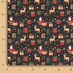 Christmas-Printed Poplin: Father Christmas and Reindeer - Ribes y Casals
