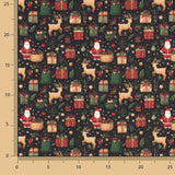 Christmas-Printed Poplin: Father Christmas and Reindeer - Ribes y Casals