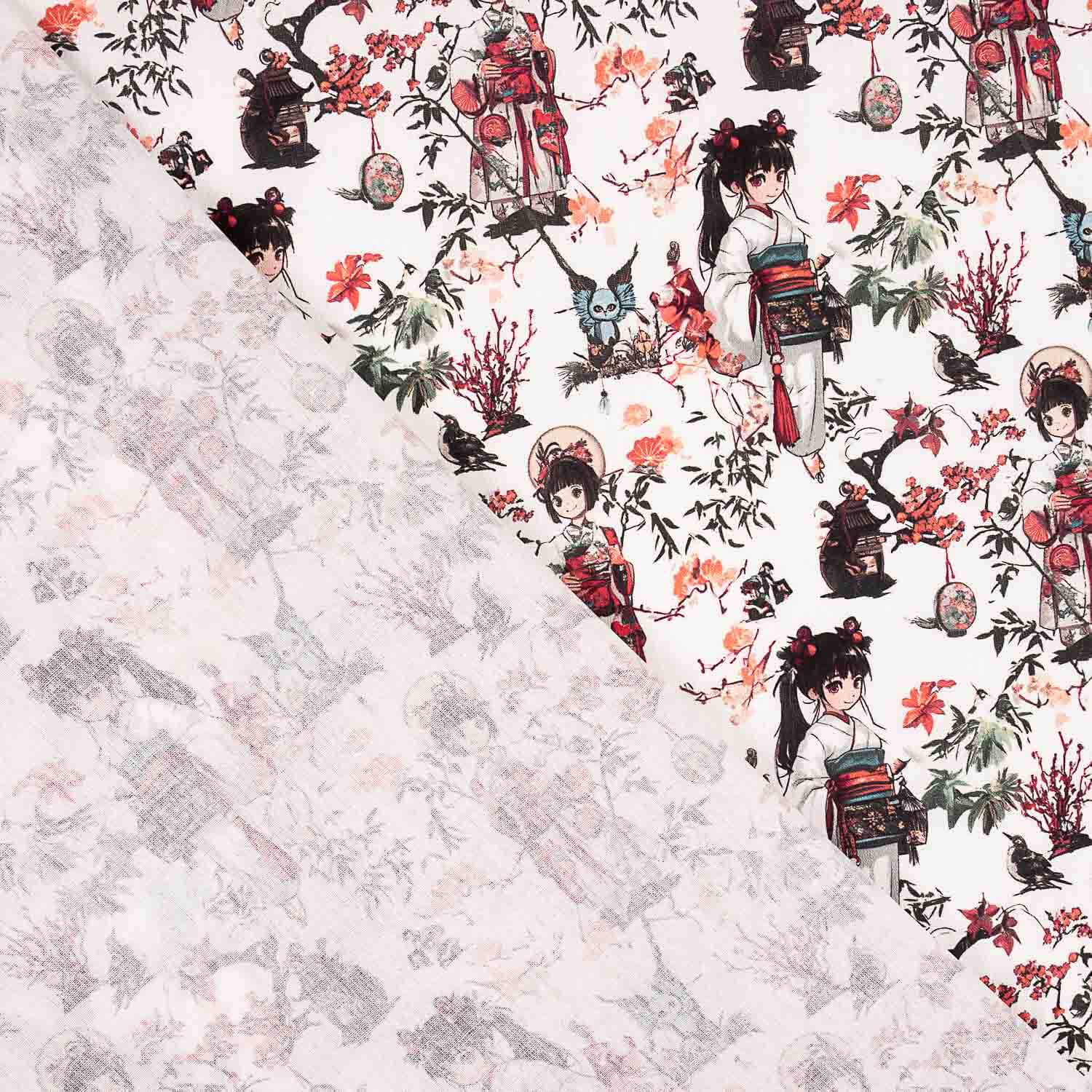 Japanese Geisha Print Cotton Poplin - Ribes y Casals