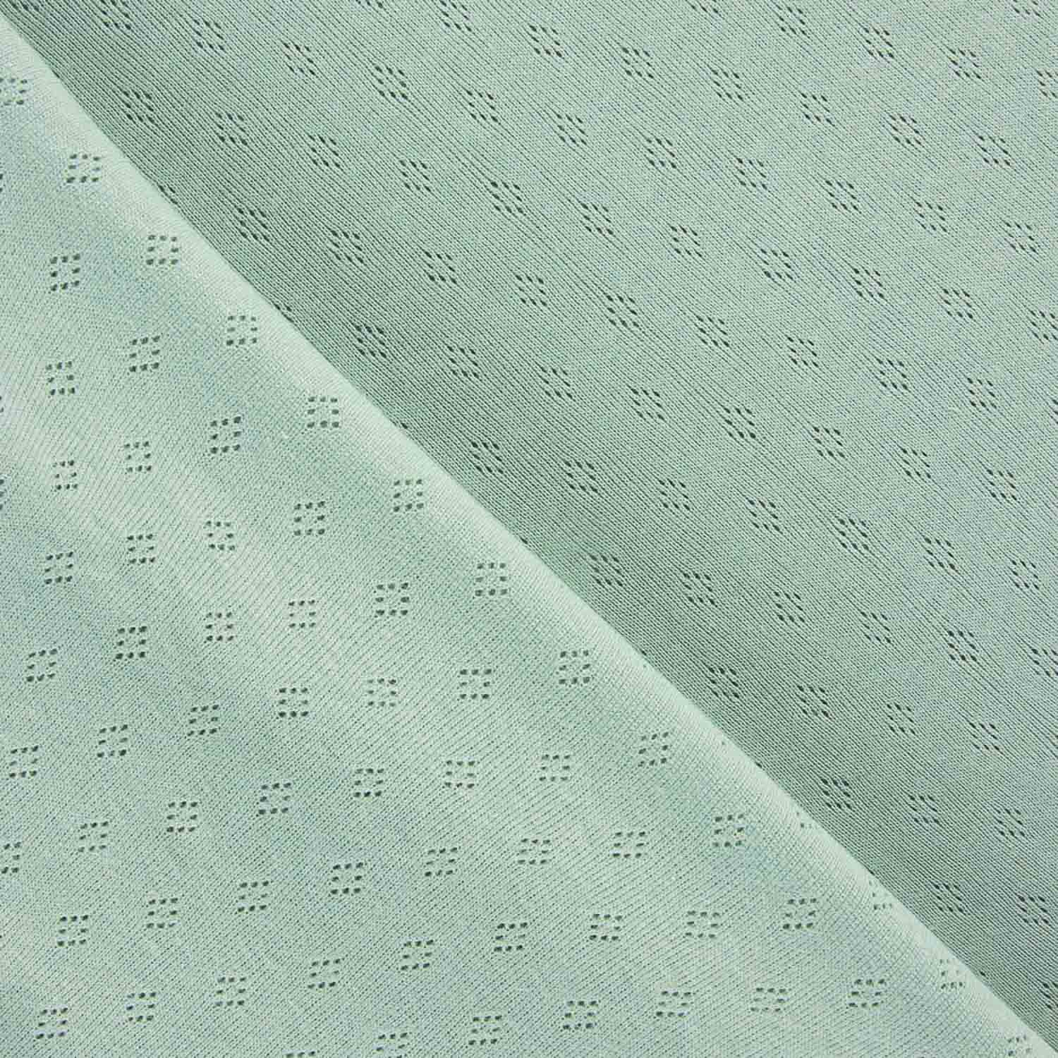 Remnant of sage green openwork knit fabric – various lengths x width 140 cm - Ribes y Casals