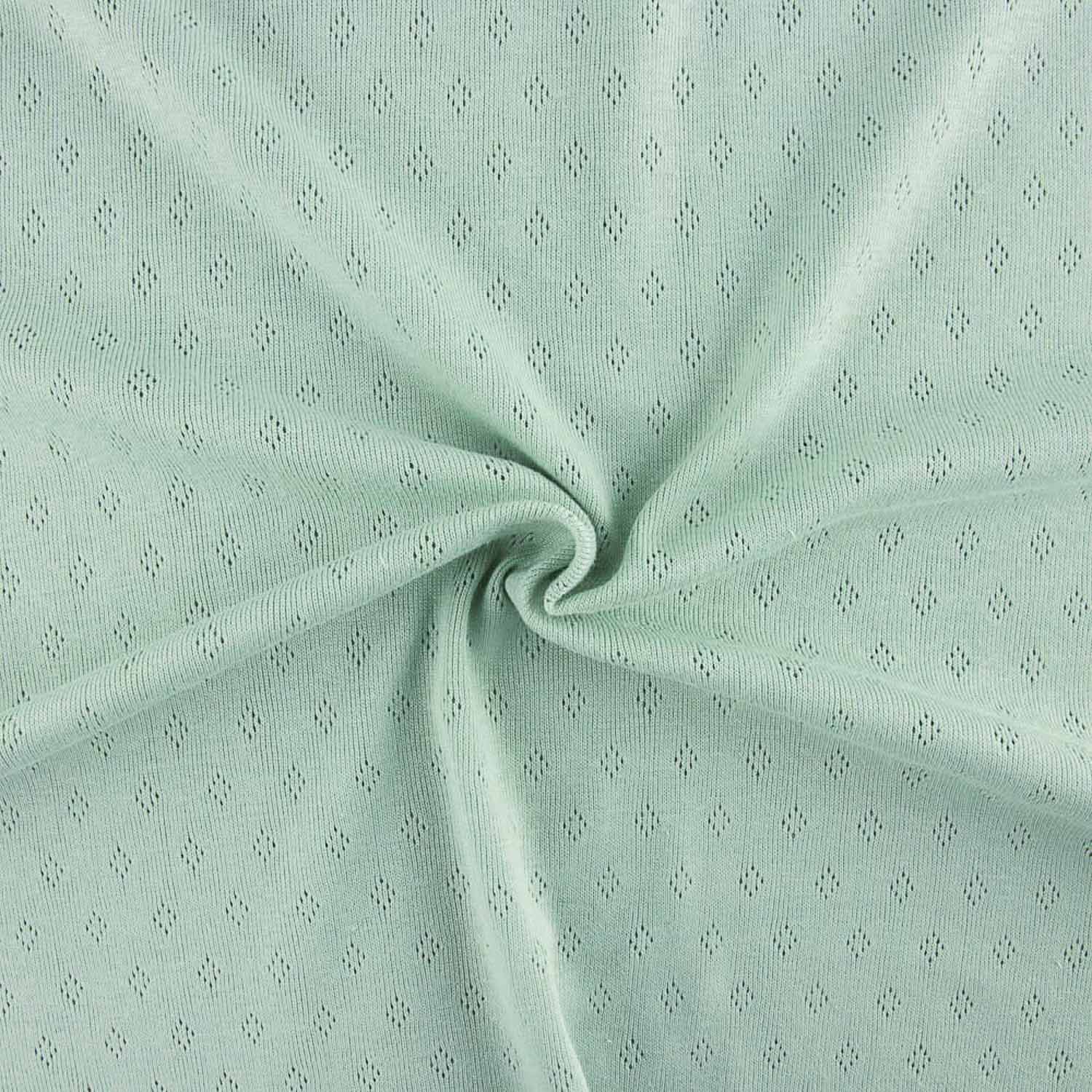 Remnant of sage green openwork knit fabric – various lengths x width 140 cm - Ribes y Casals