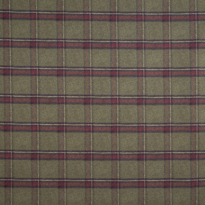Cotton canvas with linen fabric effect, Highlands Green Khaki checks - Ribes y Casals