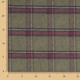 Cotton canvas with linen fabric effect, Highlands Green Khaki checks - Ribes y Casals