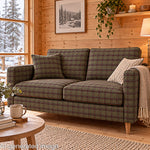Cotton canvas with linen fabric effect, Highlands Green Khaki checks - Ribes y Casals