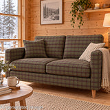Cotton canvas with linen fabric effect, Highlands Green Khaki checks - Ribes y Casals
