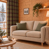 Cotton canvas with linen fabric effect, Highlands Green Khaki checks - Ribes y Casals