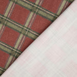 Cotton canvas with linen fabric effect, Highlands checks, maroon - Ribes y Casals