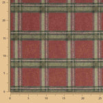 Cotton canvas with linen fabric effect, Highlands checks, maroon - Ribes y Casals