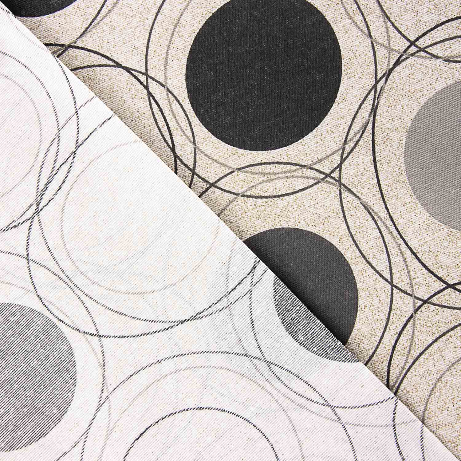 Grey and Black Geometric Circles Resin-Coated Tablecloth - Ribes y Casals