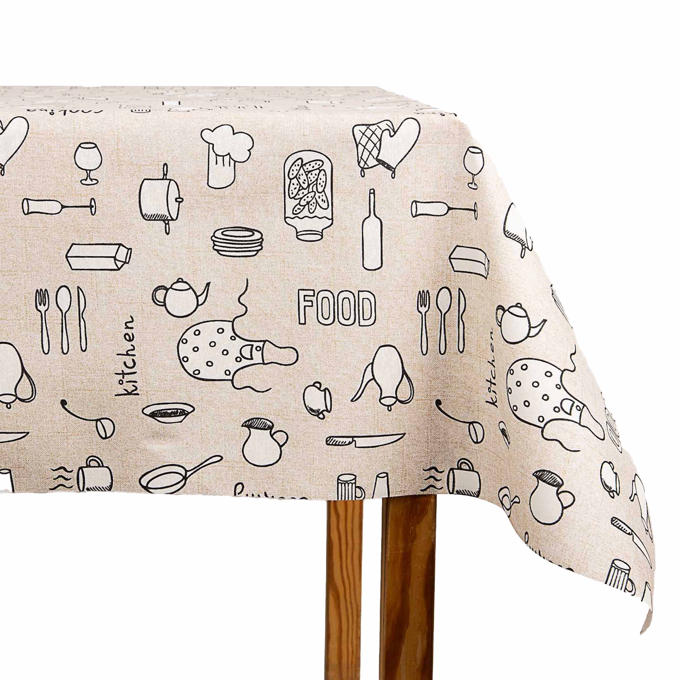 Resin-coated Kitchen Tablecloth Food Illustrated - Ribes y Casals