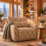 Oriental Print Linen Fabric Cotton Canvas, Taupe - Ribes y Casals