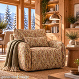 Oriental Print Linen Fabric Cotton Canvas, Taupe - Ribes y Casals