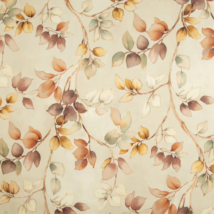 Cotton canvas with autumn leaves, beige - Ribes y Casals