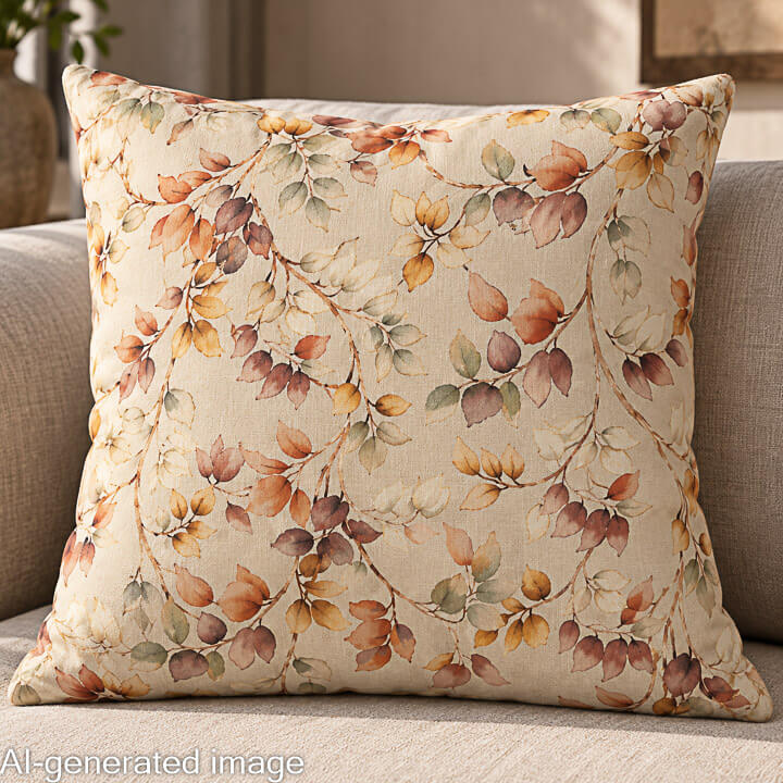 Cotton canvas with autumn leaves, beige - Ribes y Casals
