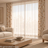 Cotton canvas with autumn leaves, beige - Ribes y Casals