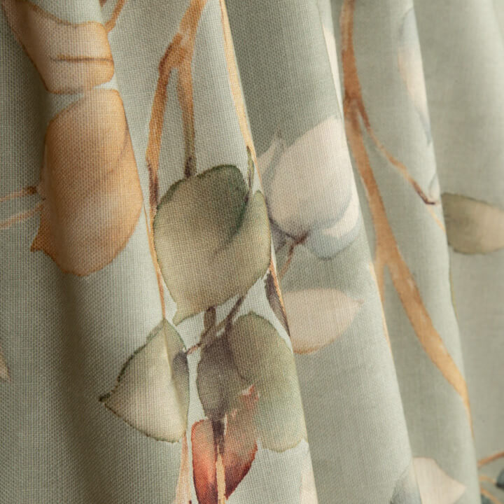 Cotton canvas with linen fabric effect: Autumn Leaves, Sage Green - Ribes y Casals