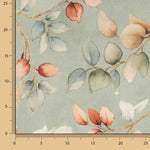 Cotton canvas with linen fabric effect: Autumn Leaves, Sage Green - Ribes y Casals