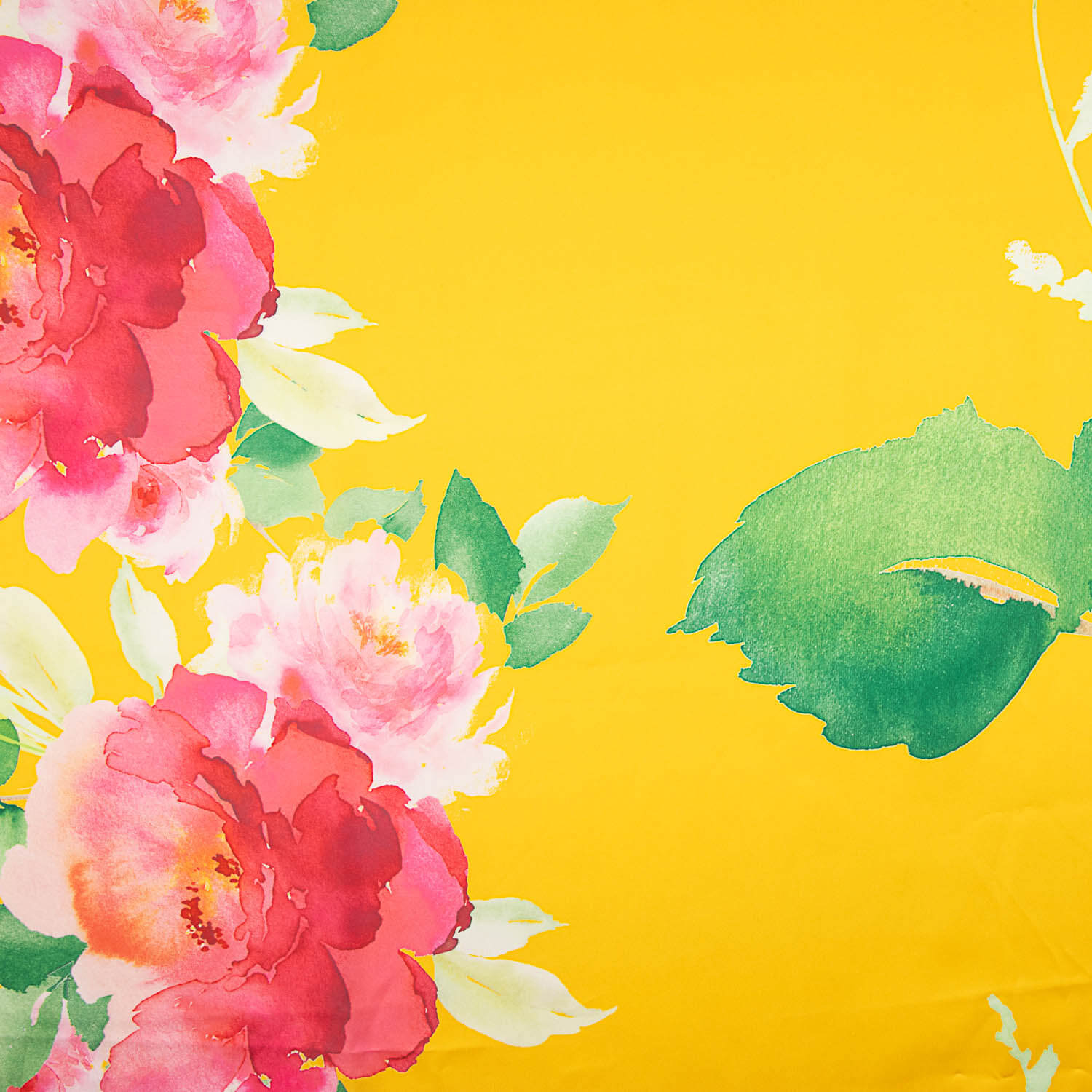 Yellow floral print satin - Ribes y Casals