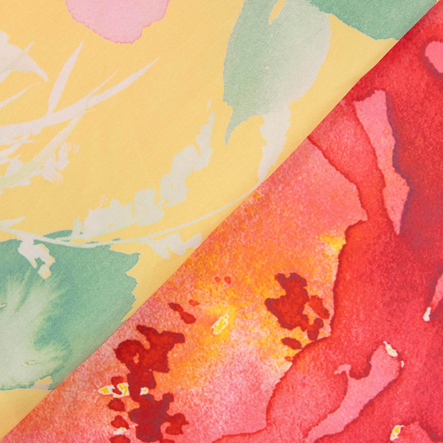 Yellow floral print satin - Ribes y Casals