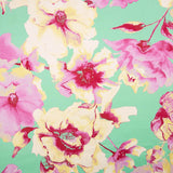 Aqua green floral print satin - Ribes y Casals