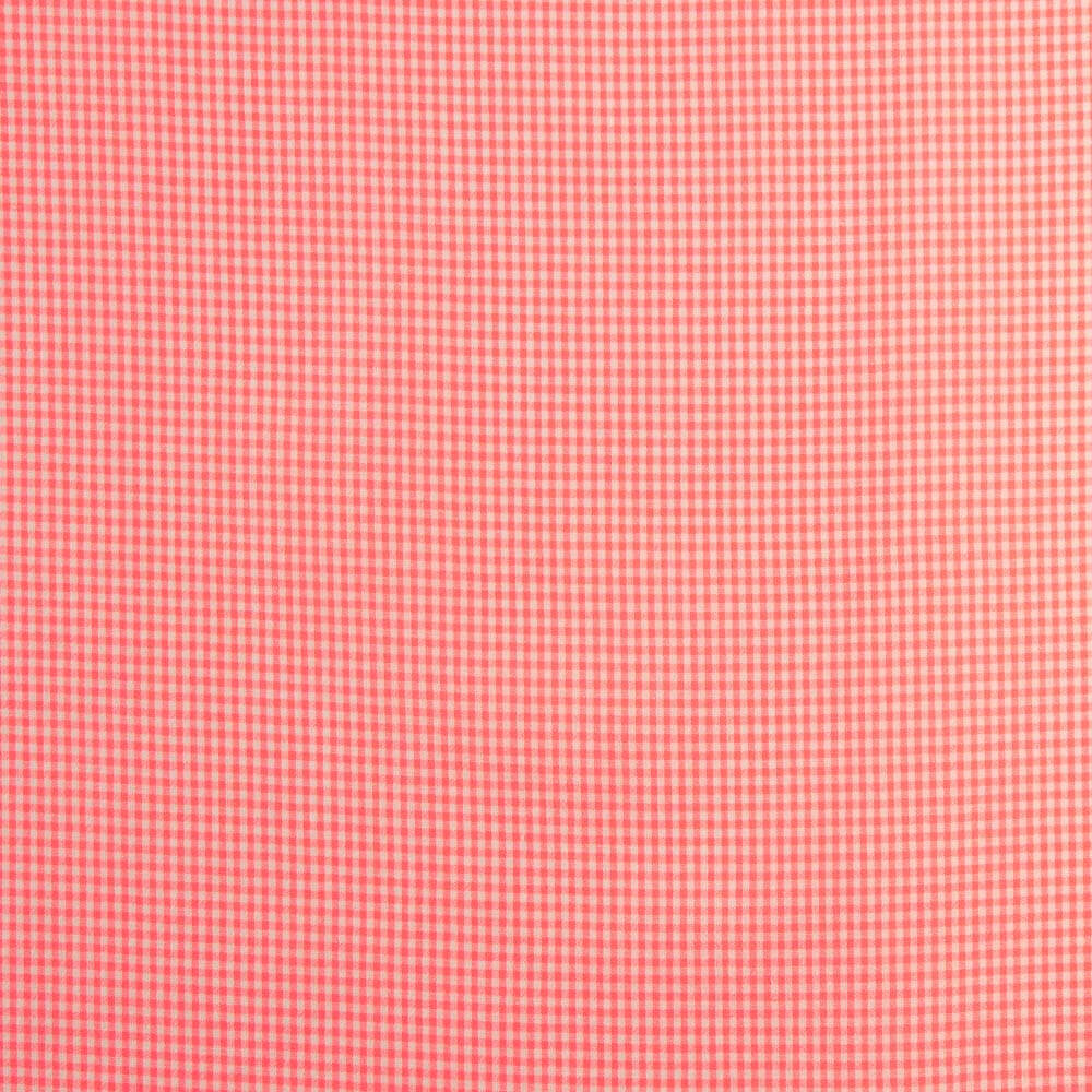 Fluorescent Coral Mini Checks Poplin - Ribes y Casals