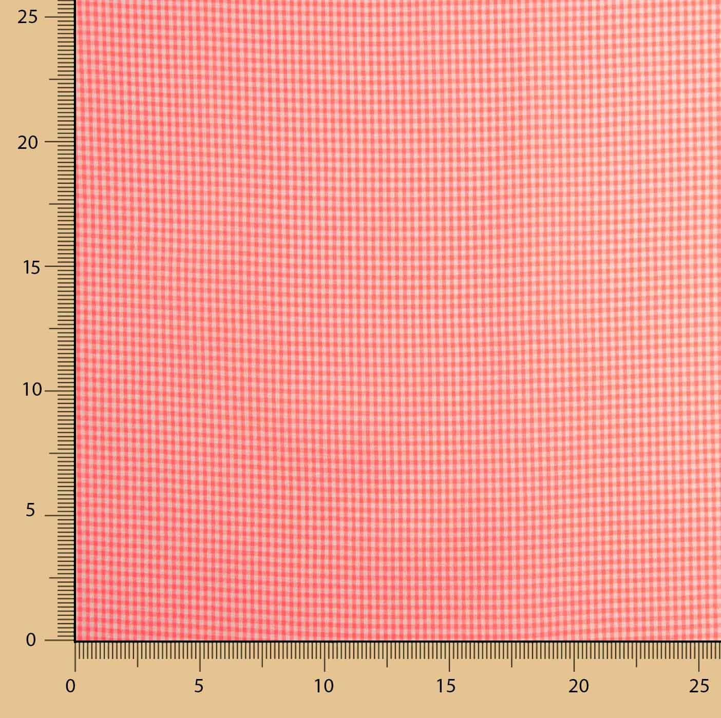 Fluorescent Coral Mini Checks Poplin - Ribes y Casals