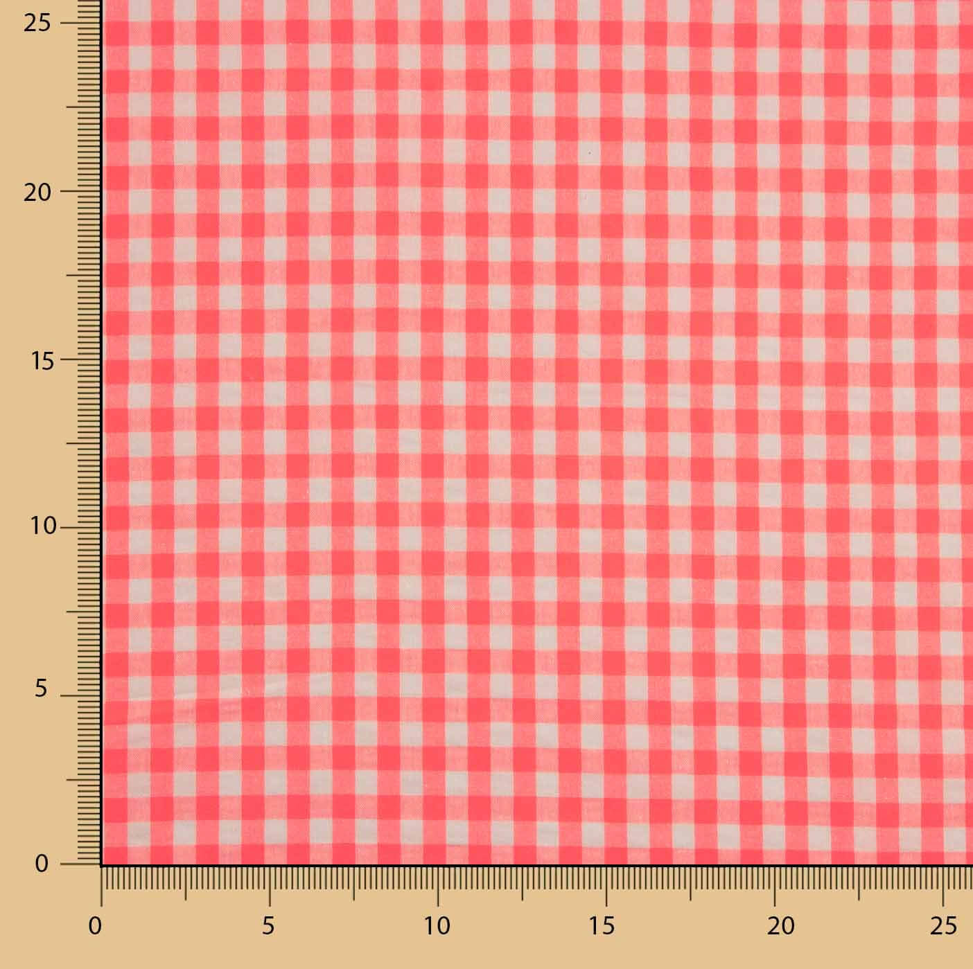 Fluorescent Coral Checks Poplin - Ribes y Casals