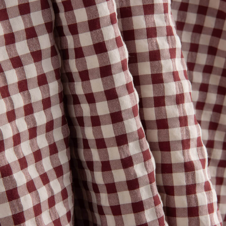 Seersucker Vichy Checks, Maroon - Ribes y Casals