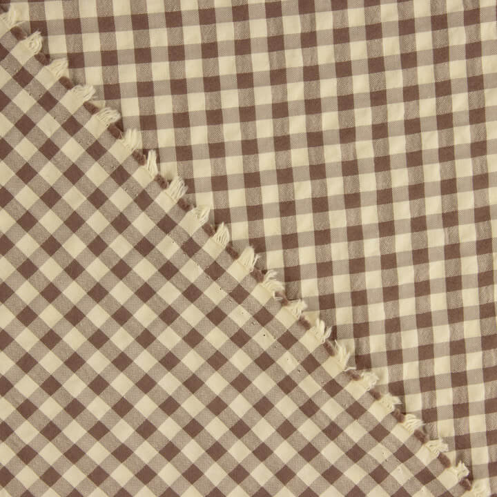Beige and Brown Vichy Check Seersucker - Ribes y Casals