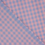 Blue and Pink Checks on Blue Seersucker Poplin - Ribes y Casals