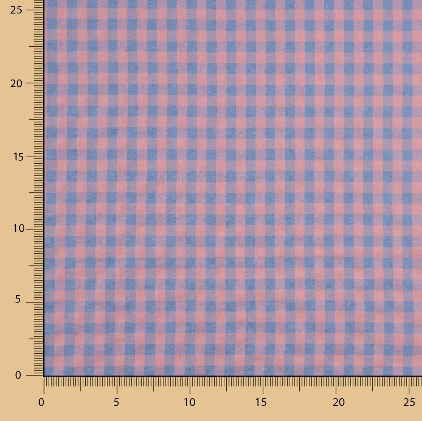 Blue and Pink Checks on Blue Seersucker Poplin - Ribes y Casals