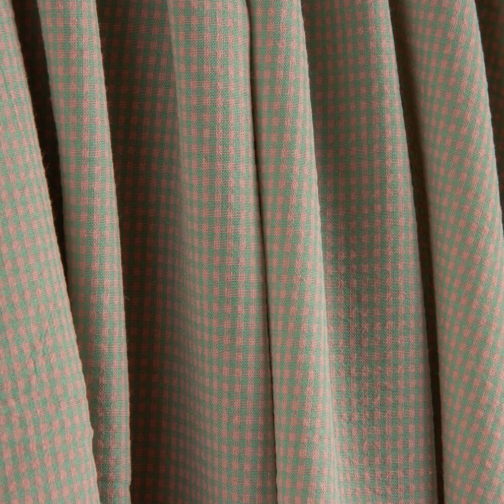 Green and Salmon Mini Checks Poplin - Ribes y Casals