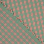 Green and Salmon Checks on Green Seersucker Poplin - Ribes y Casals