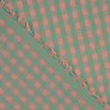 Green and Salmon Checks on Green Seersucker Poplin - Ribes y Casals