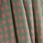 Green and Salmon Checks on Green Seersucker Poplin - Ribes y Casals
